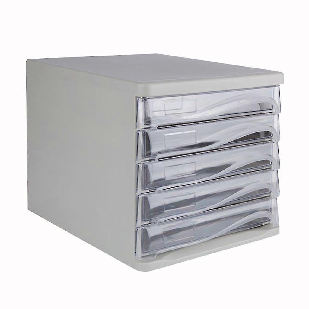 White FiveLayer Desktop File Cabinet with SingleLock Security System and Smooth Glide Drawers