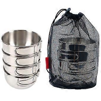 Portable Stainless Steel Bowls Camping Folding Bowl for Outdoor Use 1Set
