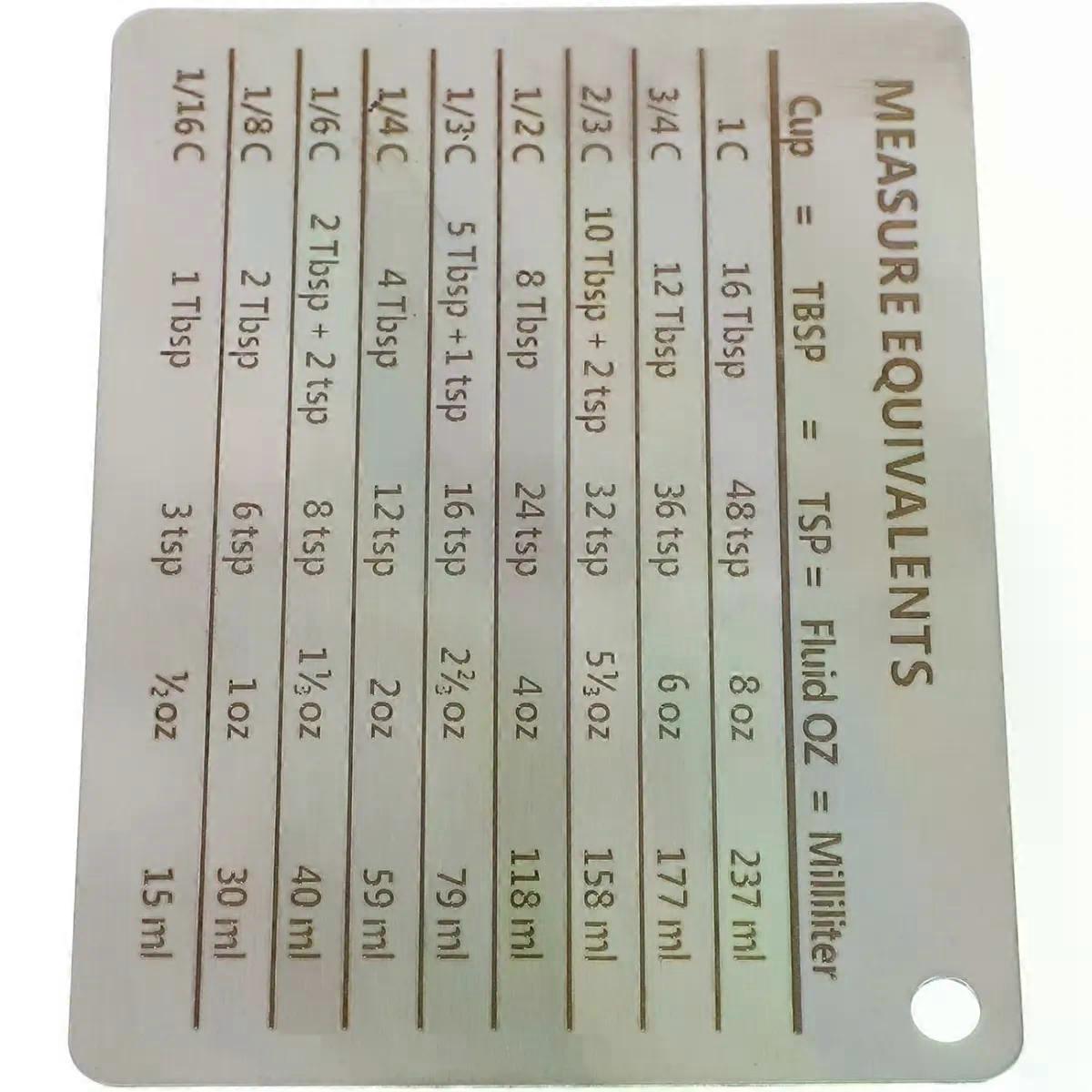 Magnetic Measuring Spoons Kitchen Conversion Chart Silver Stainless