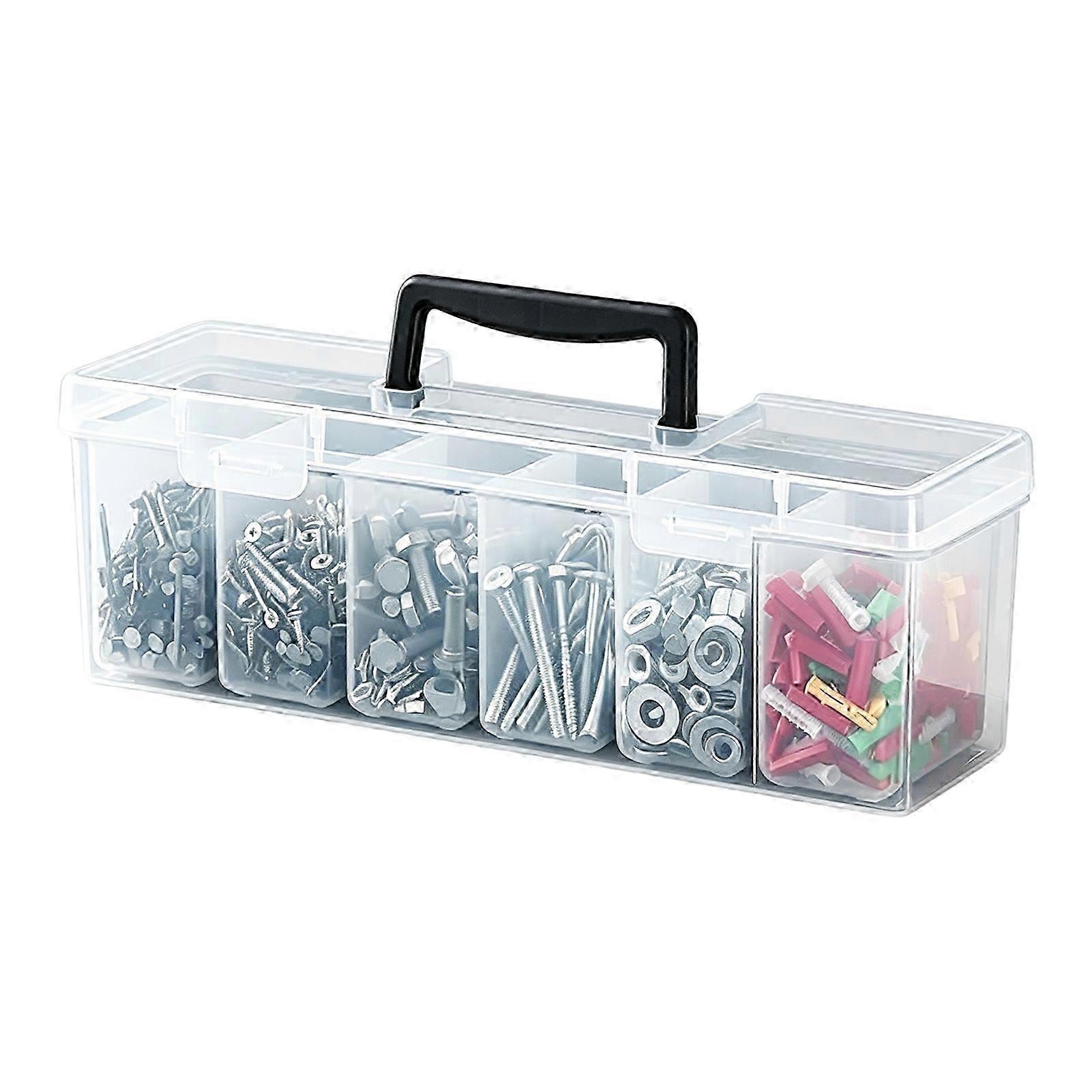 Hardware Storage Box Handle Transparent Stackable Dust Proof Organizer