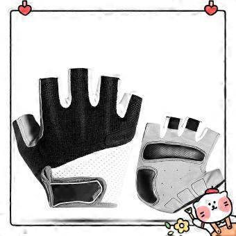 Skid Resistance Half Finger Gloves for Sports Use 1Pair Black Cycling