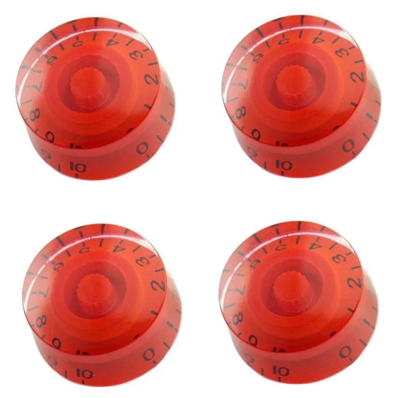 Electric Guitar Knobs Set 4pcs Red Bold Accent Volume Tone Control Caps for Quick Replacement