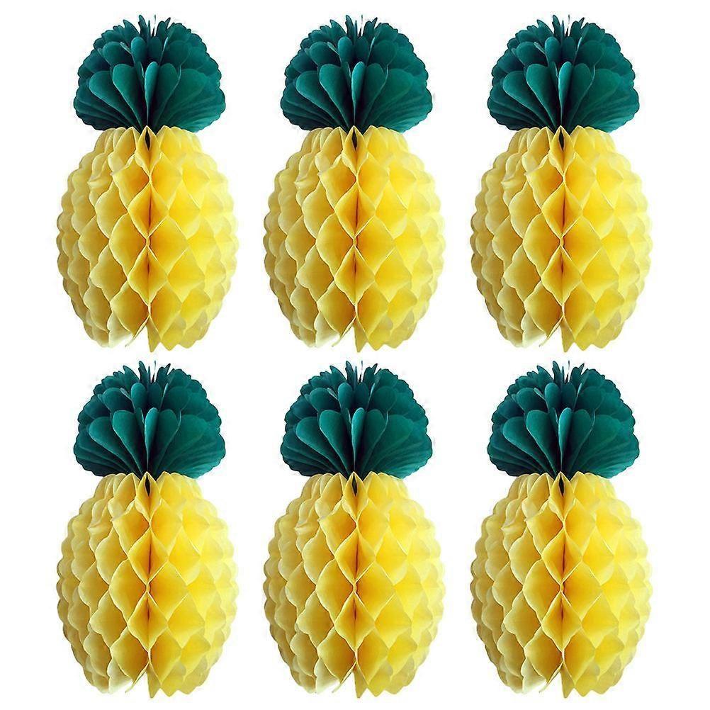 Pineapple Decor Honeycomb Hanging Decorations compatible with Party 6Pcs Set