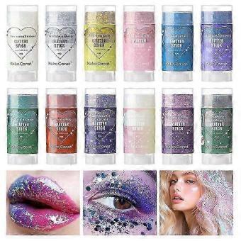 Holographic Chunky Glitter Gel Stick - Shiny Laser Sequins Cosmetic Glitter for Face, Hair, Body & Nails, Halloween Christmas Makeup, TS Store 