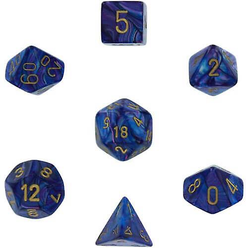 PURPLE/GOLD Sharp-edged Uniquely Crafted D7 Die Set Dice Lustrous Poly (7 Dice)