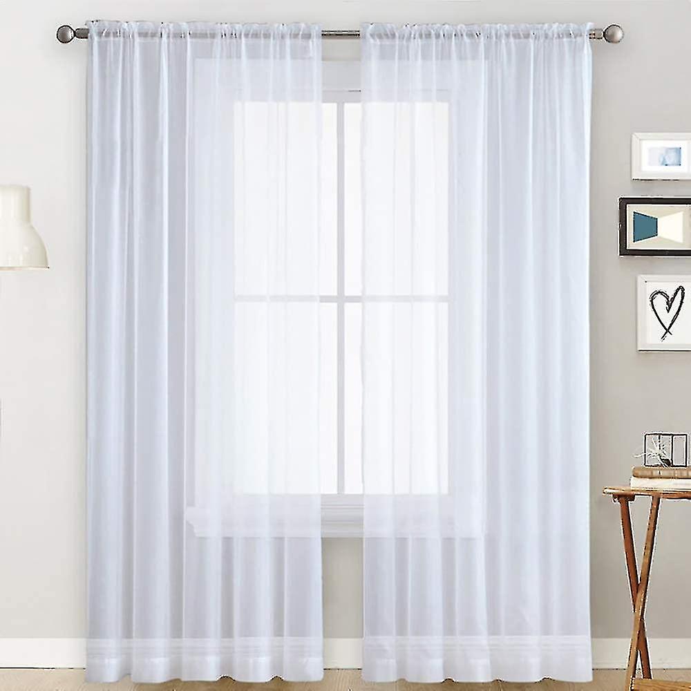 Voile Curtains With Ruffles In Linen Optics Transparent