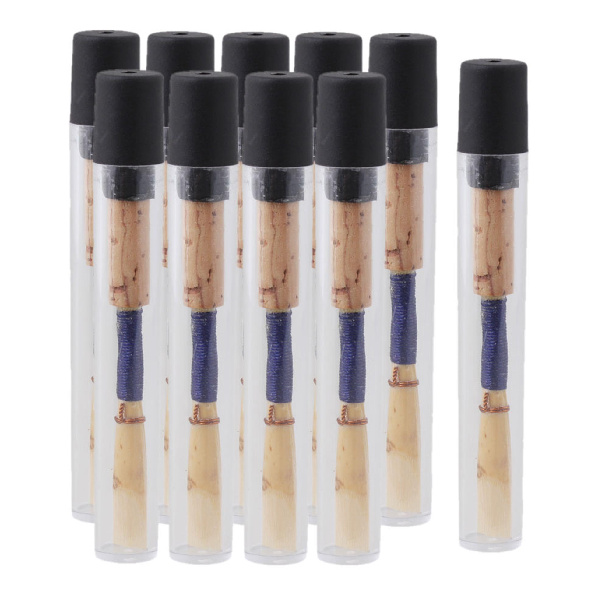 10 x Wood Color Medium 2.5 Oboe Reeds Woodwind Parts with Tube Holder 7.2cm
