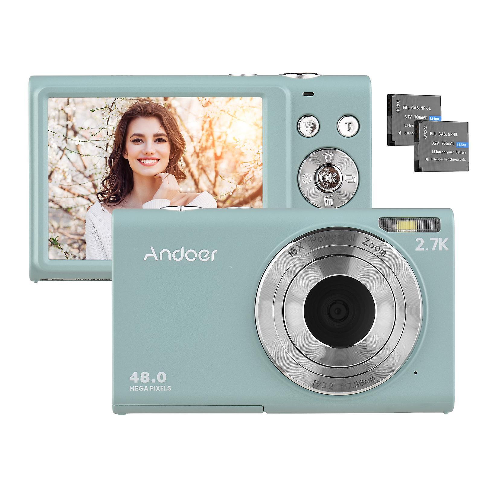 Andoer 2.7K Digital Camera Compact Video Camcorder 48MP Auto Focus 2.88 Inch IPS Screen 16X Zoom