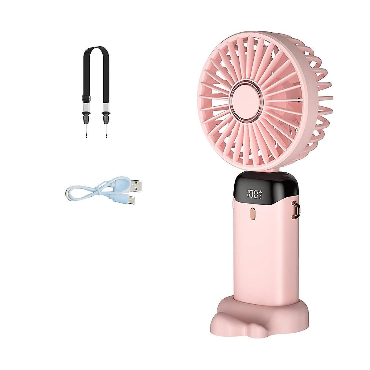Handheld Fan, Mini Portable Personal Fan USB Rechargeable, Small Pocket Fan with Strap and Base 5 S