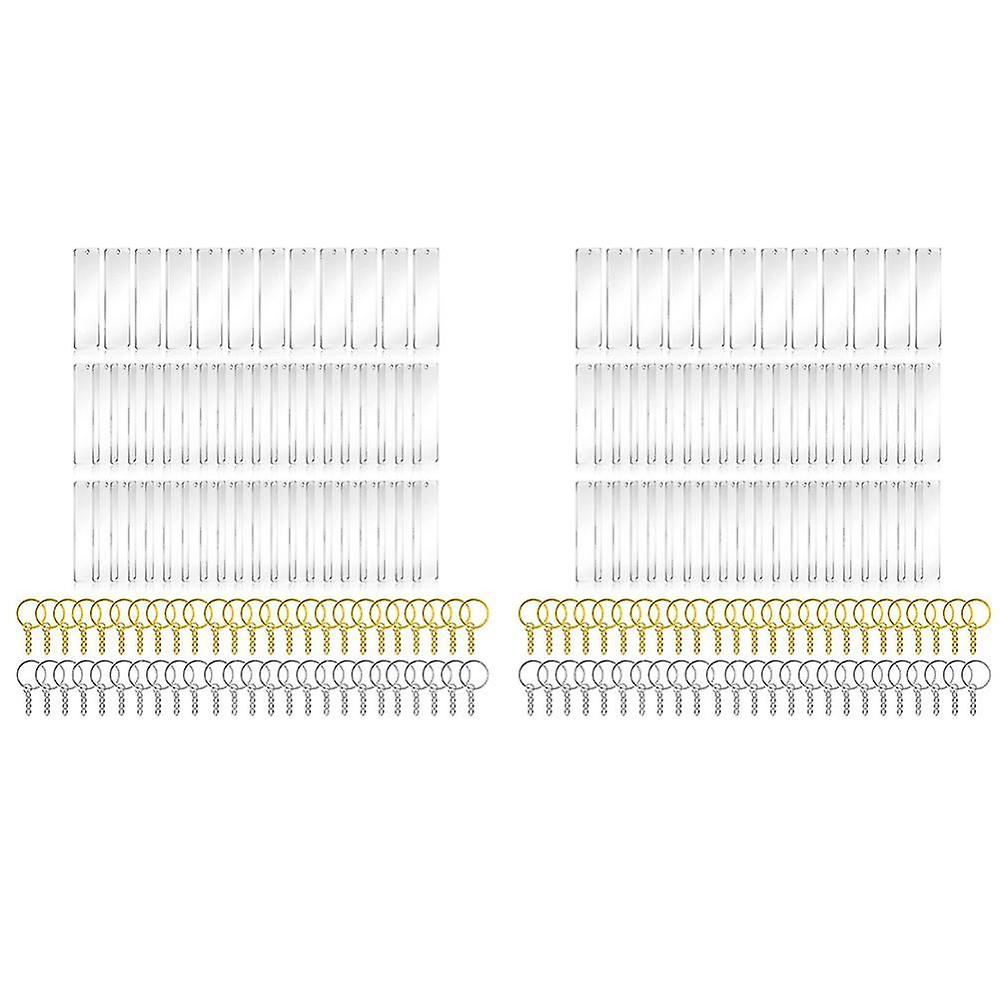 300pcs Acrylic Keychain Blank With Rings For Vinyl, Clear Key Chains Rectangle Acrylic Blanks For D