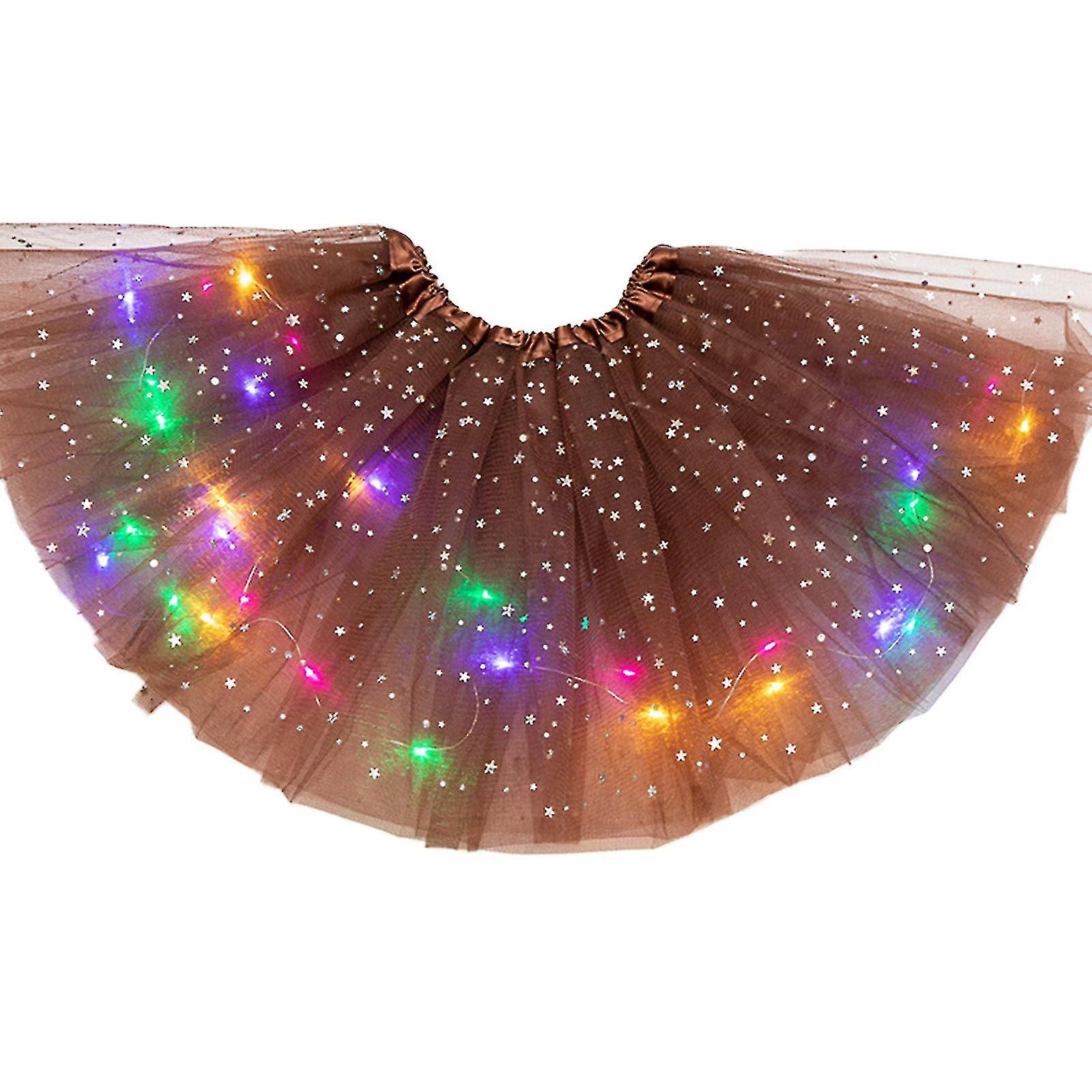 Femmes Led Light Up Glow Dance Tutu 3layer Jupe Fancy Party Ballet Robe Sparkly