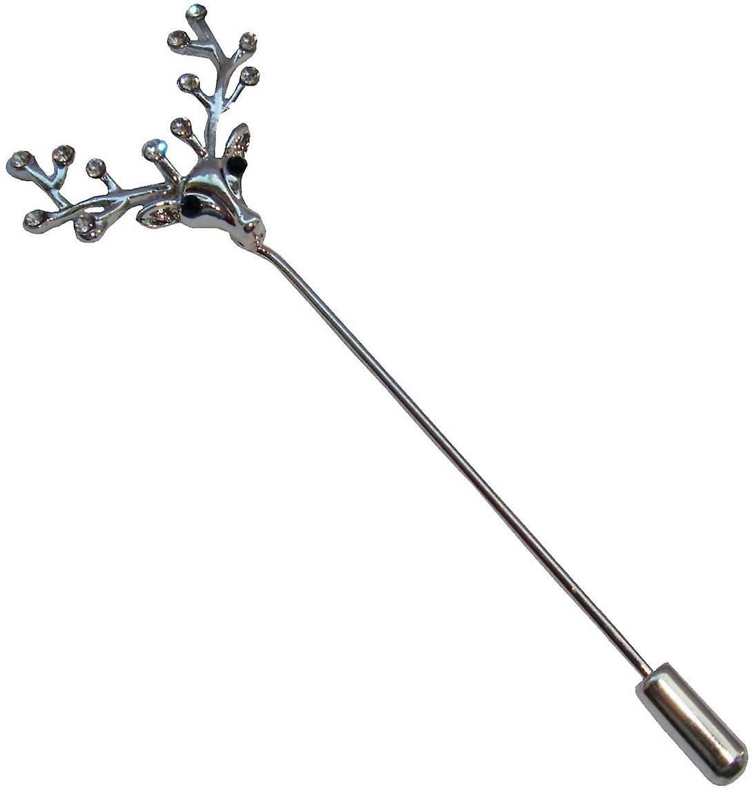 Bassin and Brown Stag Lapel Pin - Silver