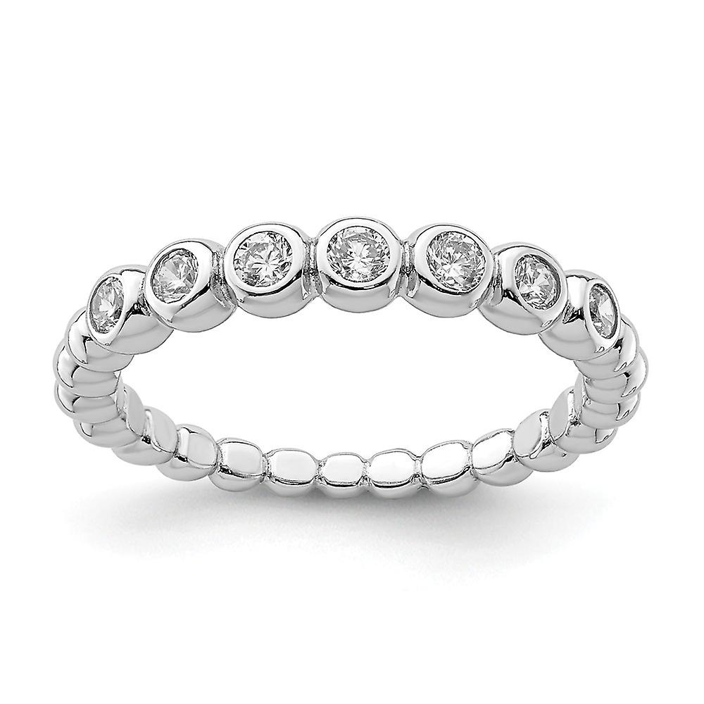 925 Sterling Silver Rhodium Plated Cubic Zirconia Ring Band Style-Ring for Women - Ring Size: 6 to 8