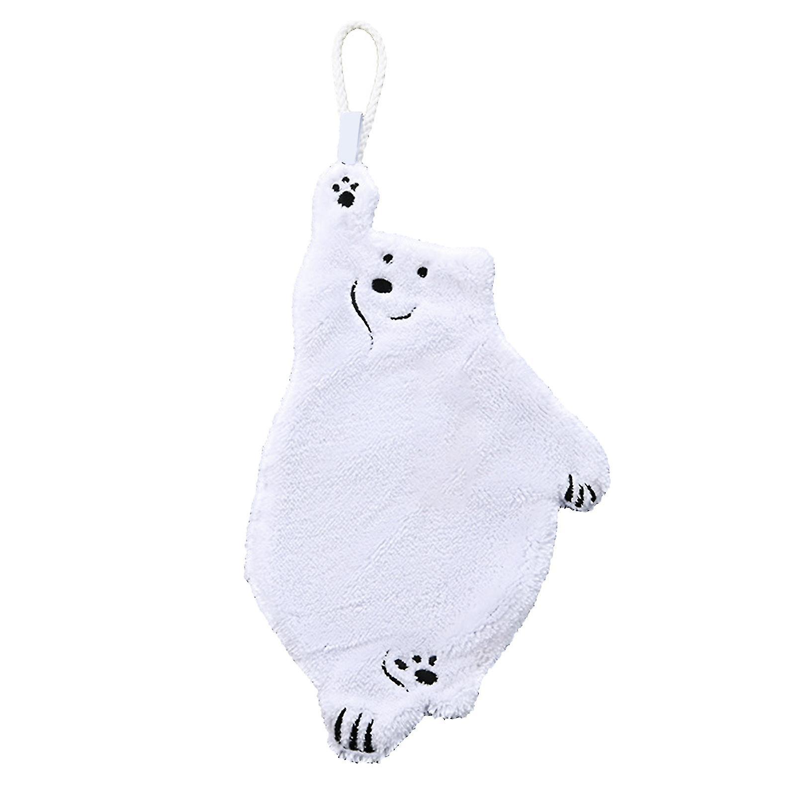 Cute Hand Towels Little Bear Pattern Thickened Absorbent Quick Dry Hanging Hand Towels for Kitchen Bathroom