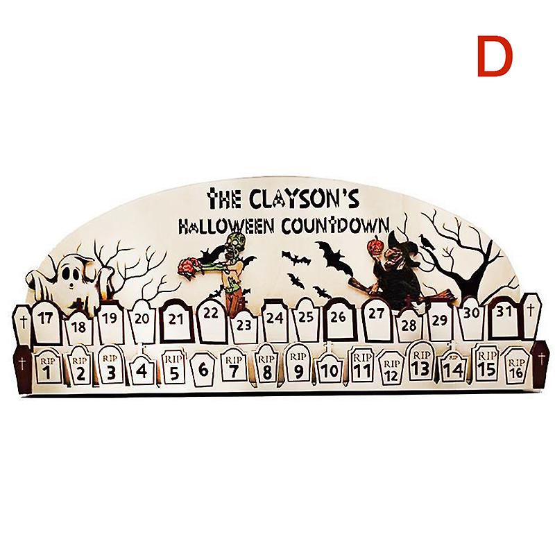 Advent Halloween Calendar 2023 Wooden Calendar Moving Wooden Blocks Countdown Calendar Halloween Party Table Decorations