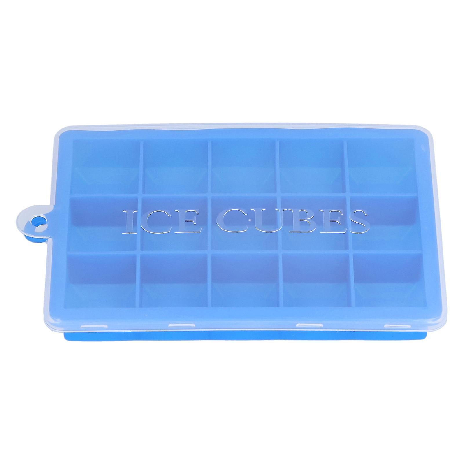 15 Grid Silicone Ice Cube Mold with Lid Rectangular DIY Ice Cube Tray for Home Kitchen Bakery