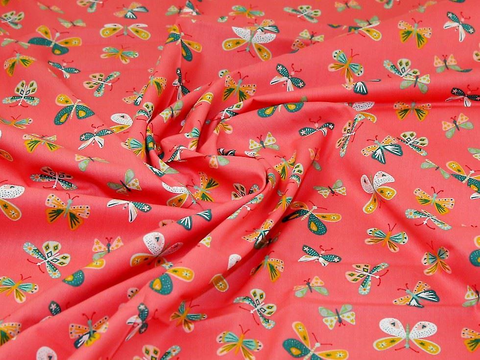 John Louden 100% bomuld Poplin Fabric Coral - pr. meter