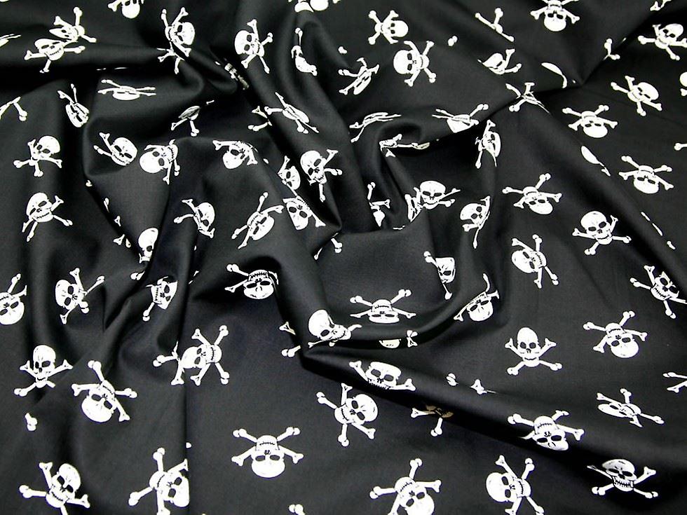 Rose & Hubble 100% Cotton Poplin Fabric White on Black - per metre
