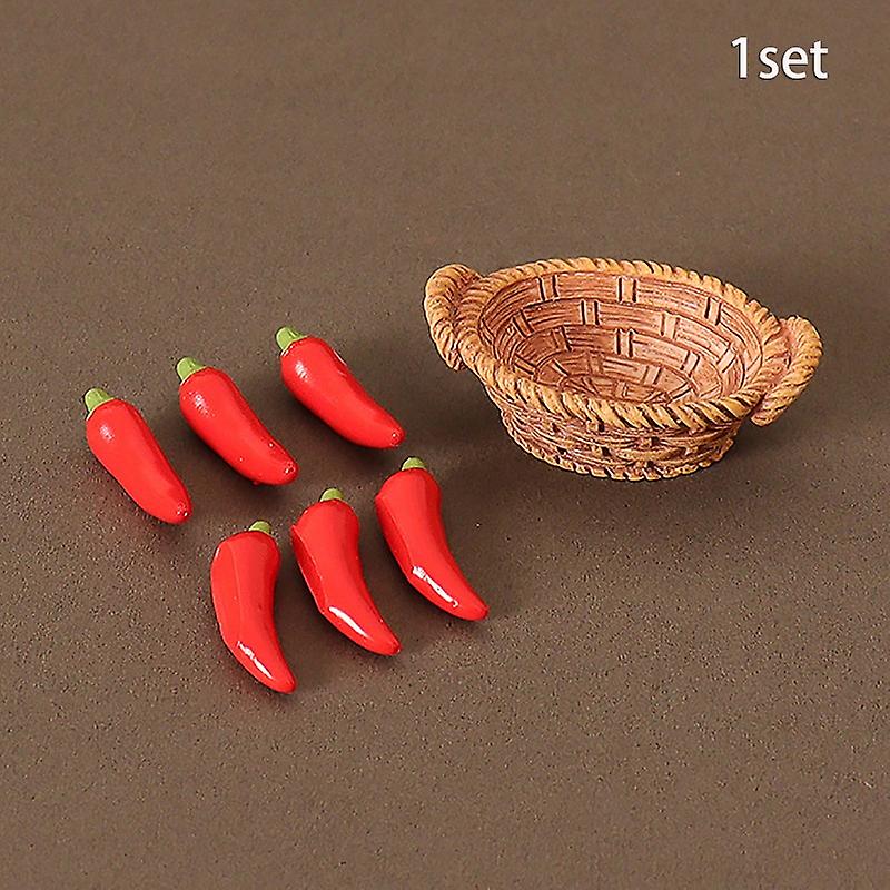 1/12 Dollhouse Simulation Vegetable Basket Set Dollhouse Mini Kitchen Decor