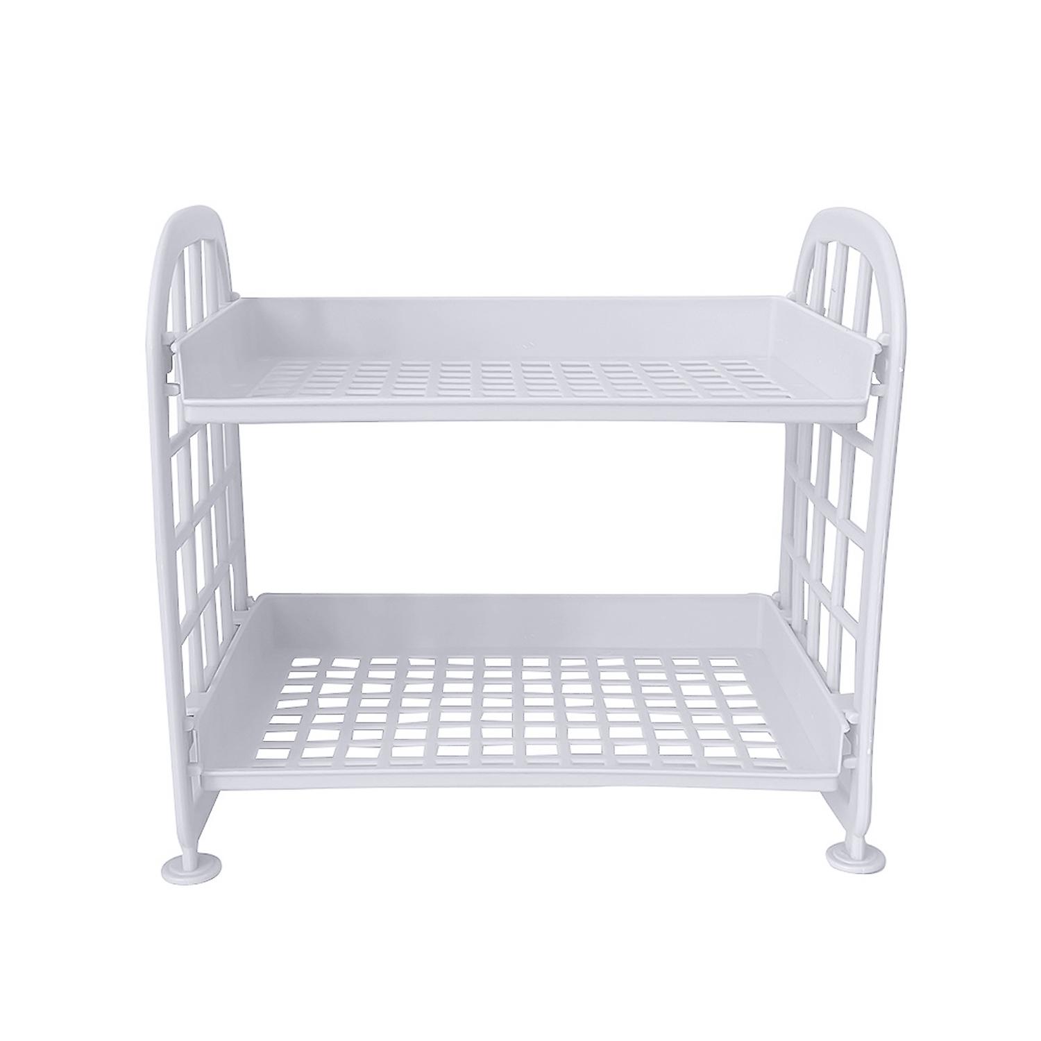 Storage Rack Stable Base Anti-deform Plastic 2 Layers Cosmetic Brush Storage Rack for Home