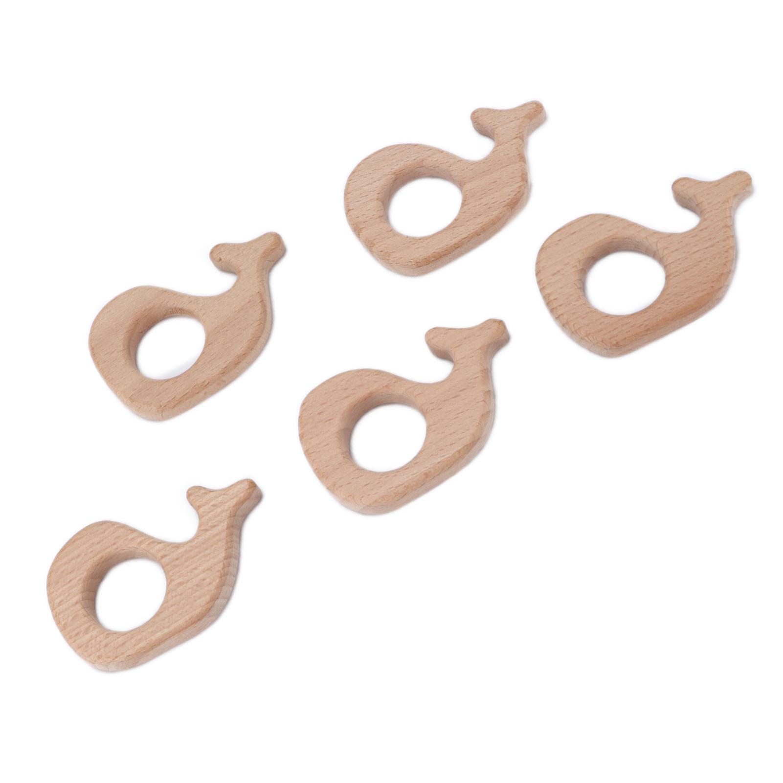 5 pcs Baby Wood Teether Beech Safe Non-Toxic Sturdy Cute Snails DIY Jewelry Accessories.