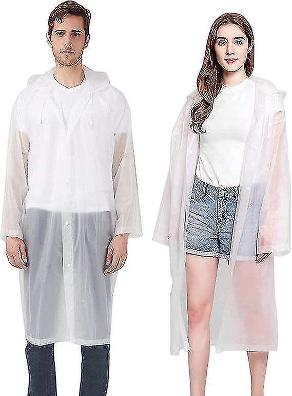 2 Pcs Rain Ponchos For Adults Reusable, Raincoats Emergency For Women Men With Hood And Drawstring