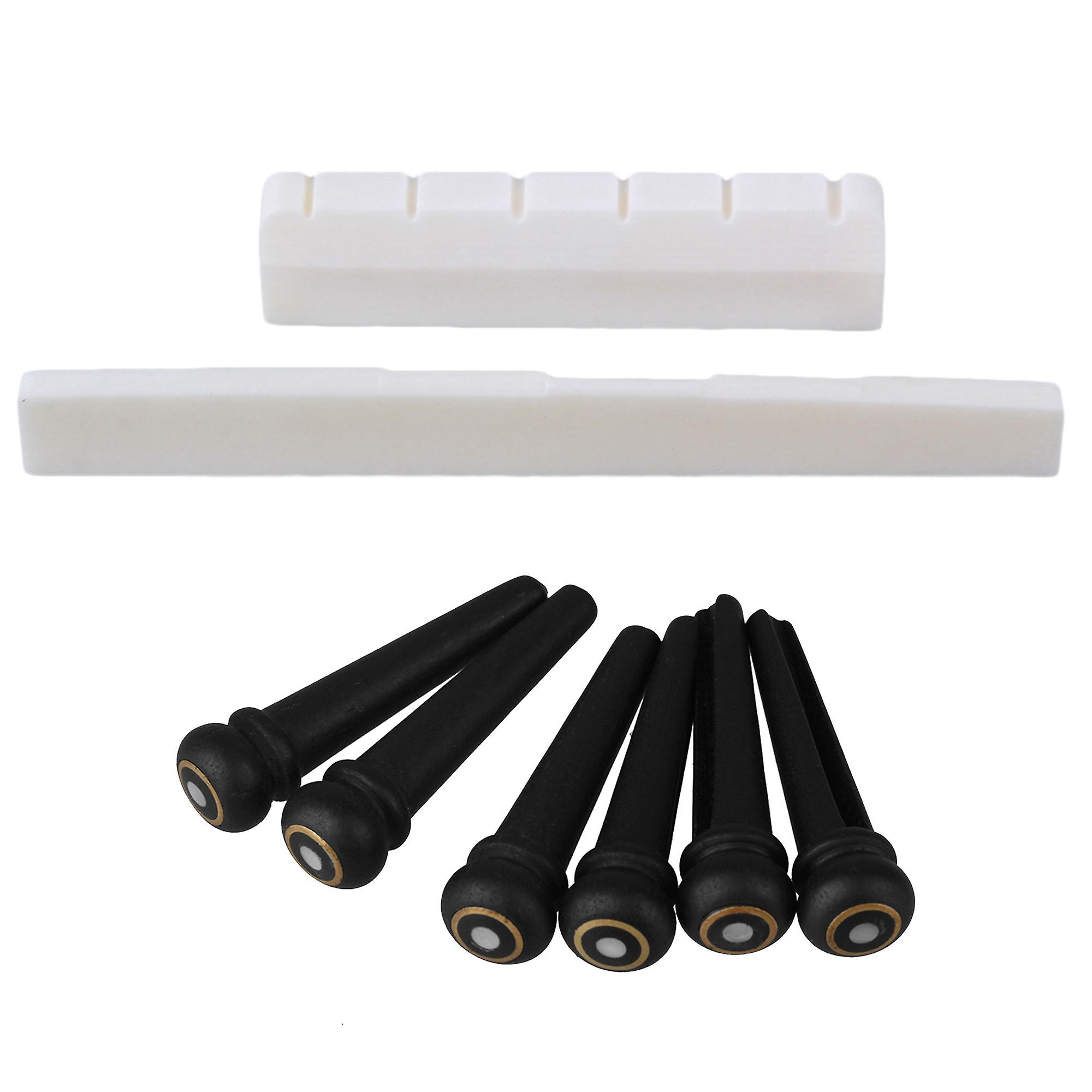 Classical 6 Strings Guitar Bone Bridge Saddle Nut Kit with Ebony Pins