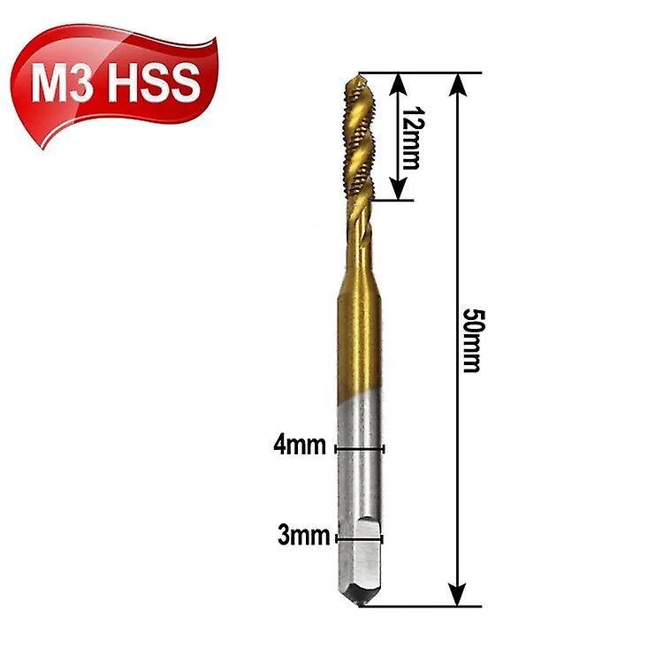 1Pc Thread Tap HSS Metric Spiral Tap High Speed Steel Hand Tapping Tool Thread Tap M3/M4/M5/M6/M8~12627