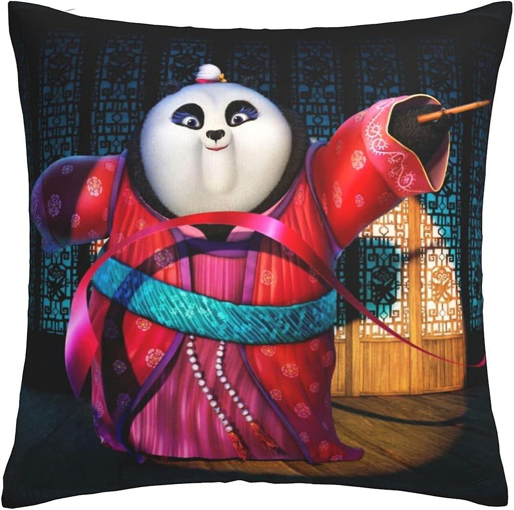 カンフーパンダソフトクッションカバー45 x 45cmスクエアスロー枕カバー快適な装飾スロー枕カバーInv付きソファベッドルーム用高級枕カバー