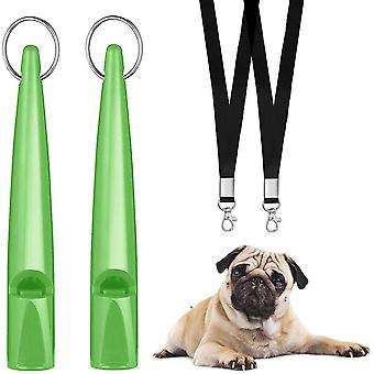 Veeki 2 PCS Dog Whistle to Stop Barking Neighbors Dog, Silent Whistles Easy to Carry, Professional Dog Training Tool with Black Lanyard(Green)