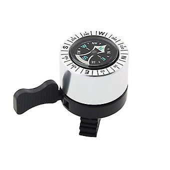 Veeki Classic Aluminum Bicycle Compass Bell with Nice Loud Tones - Compass Bell Silver (One)