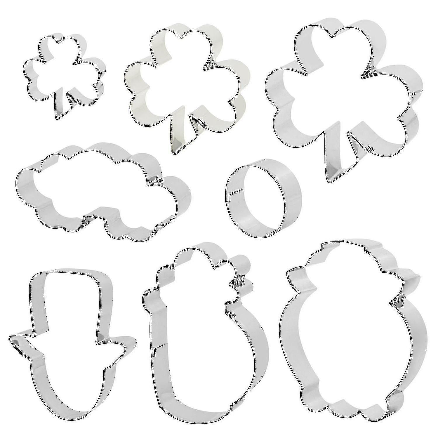St. Patrick's Day 8-Piece Biscuit Cutter Set- Four-Leaf Clover, Rainbow, Bee