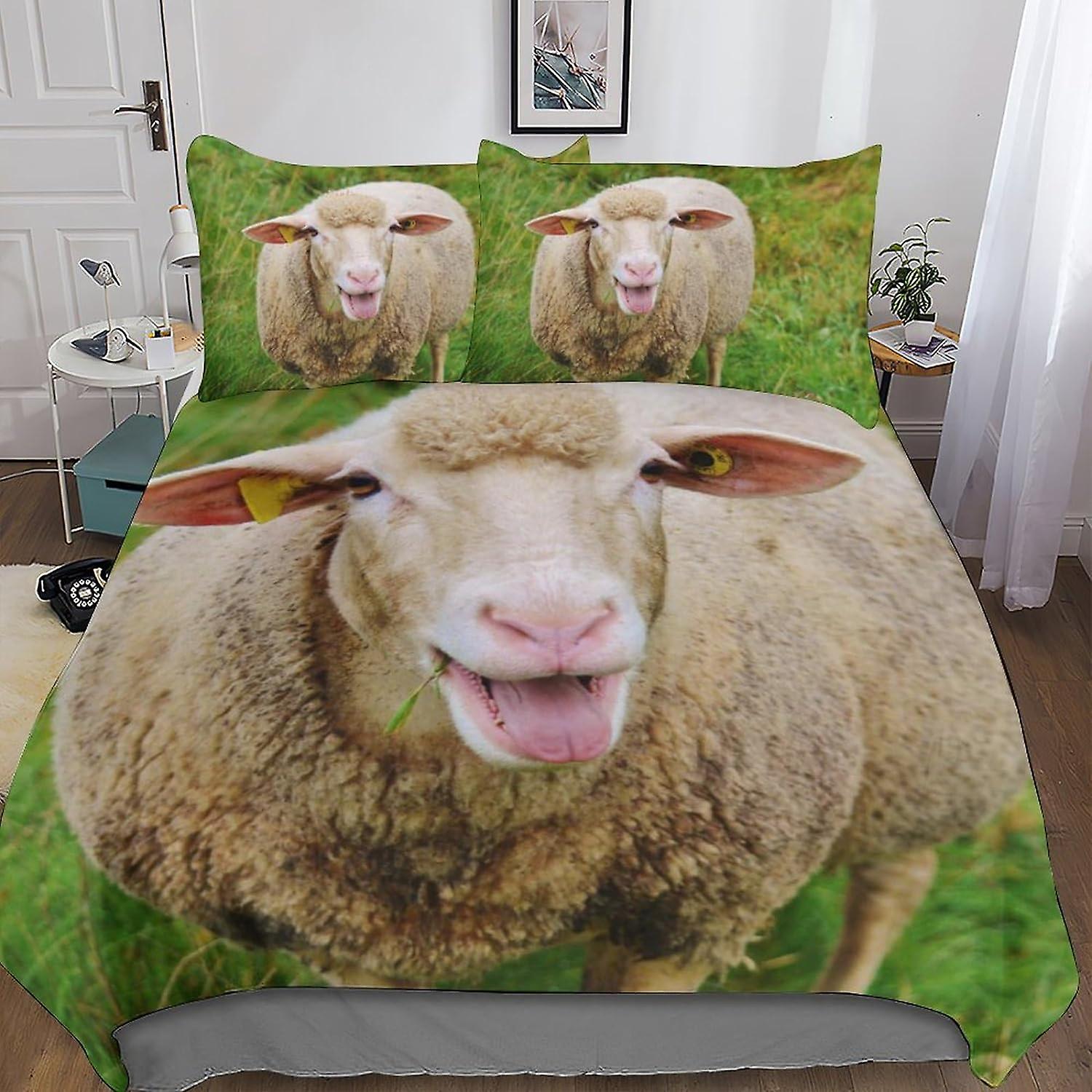 مجموعات غطاء لحاف الأغنام - 3D ، غطاء لحاف لطيف ، مجموعة فراش غطاء لحاف للأطفال الأولاد والبنات 3 قطع مجموعة مع سحاب إغلاق ميكروف ناعم