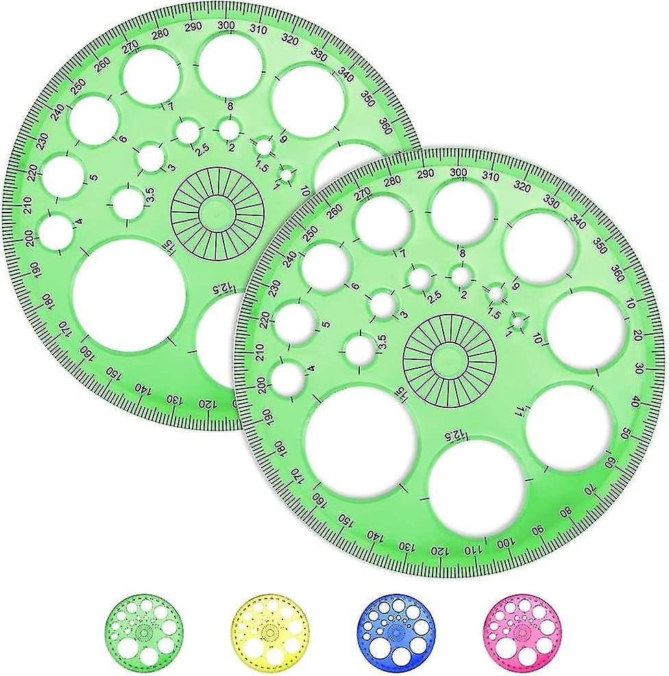 2 Pieces Circle Stencil Ruler Circle Stencil 360 Degree Protractor Plastic Circular Protractor Math