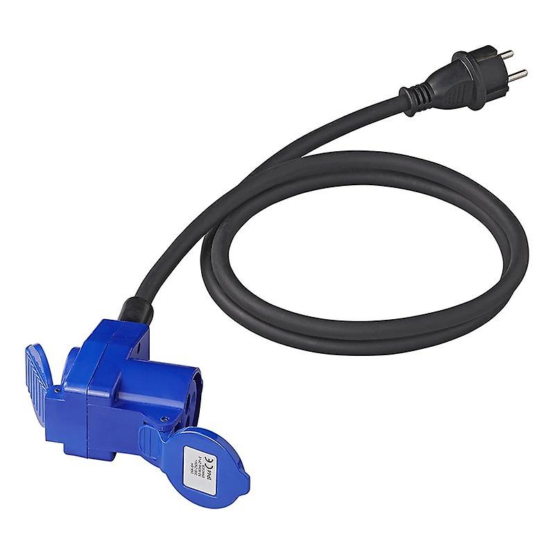 Adapter cable 150cm 3x2.5mm² from Schuko plug to CEE angled plug + Schuko socket
