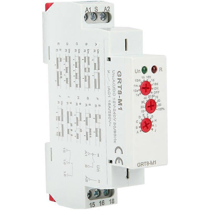 GRT8-M1 timer relay with 10 functions 35MM DIN rail mounting AC/DC 12V ~ 240V 50-60Hz