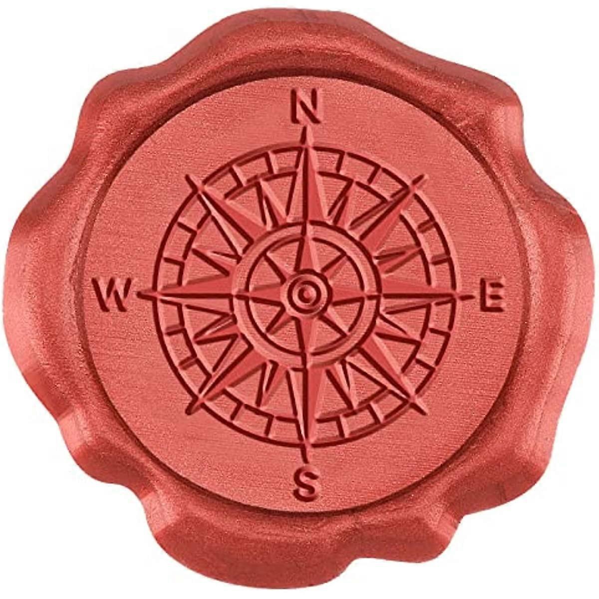 50pcs Red Wax Seal Stickers Compass Self Adhesive Wax Seal Stamp Stickers Envelope Wax Stickers for Wedding Invitation Scrapbook DIY Craft Adhesive Wa