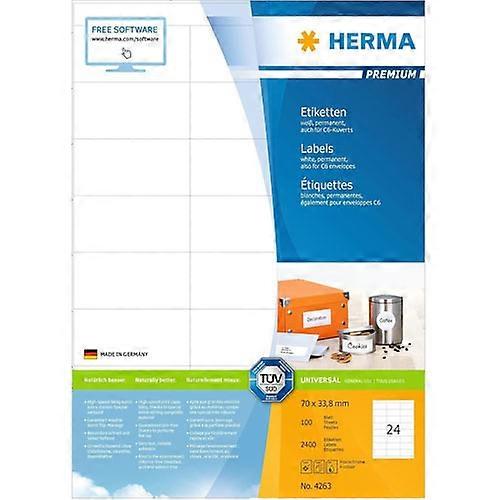 Herma High Quality Permanent Adhesion Premium Labels A4 33.8mm 100 Pieces