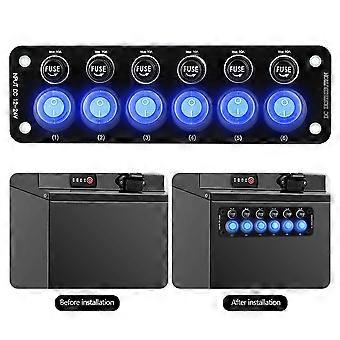 thumbnail image 2 of 6 Gang Rocker Switch Panel With Fuses For 12/24V Car, Boat, Marine, Truck - Toggle 2 of 3