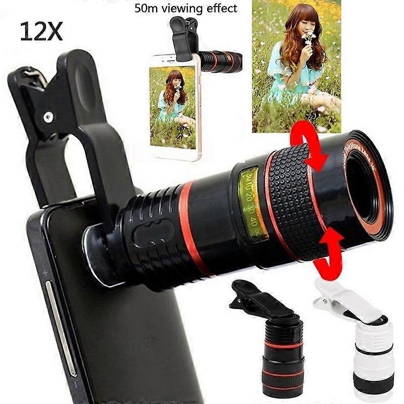 Universal HD 12x Optical Zoom Camera Telescope Lens com clipe para iPhone