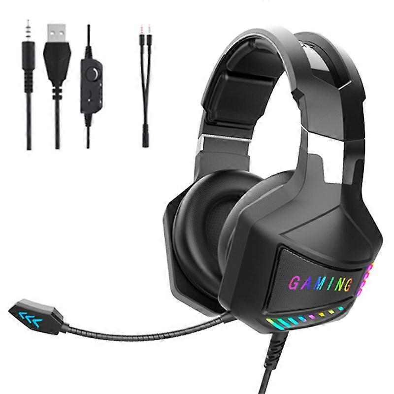 Headset Wired Luminous Headset with 3D Surround Sound Adjustable Headband