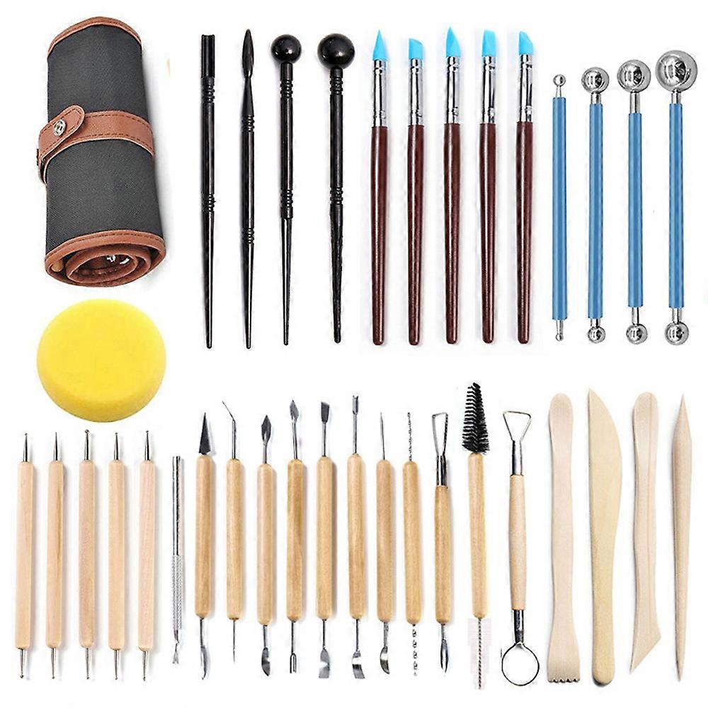36 Pcs Pottery Clay Sculpting Tools Polymer Clay Tools, Pottery Clay Modelling Tools Double-Ended for Sculpture Modelling