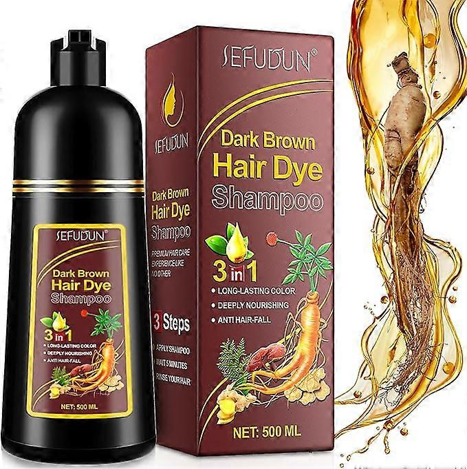 500ml Shampoo Istantaneo Colorante Per Capelli Neri / Marroni per Capelli - Shampoo Colorante Per Capelli 3 in 1-100% Copertura Grigia - Colorazione A Base di Erbe in Minuti per Donne e Uomini