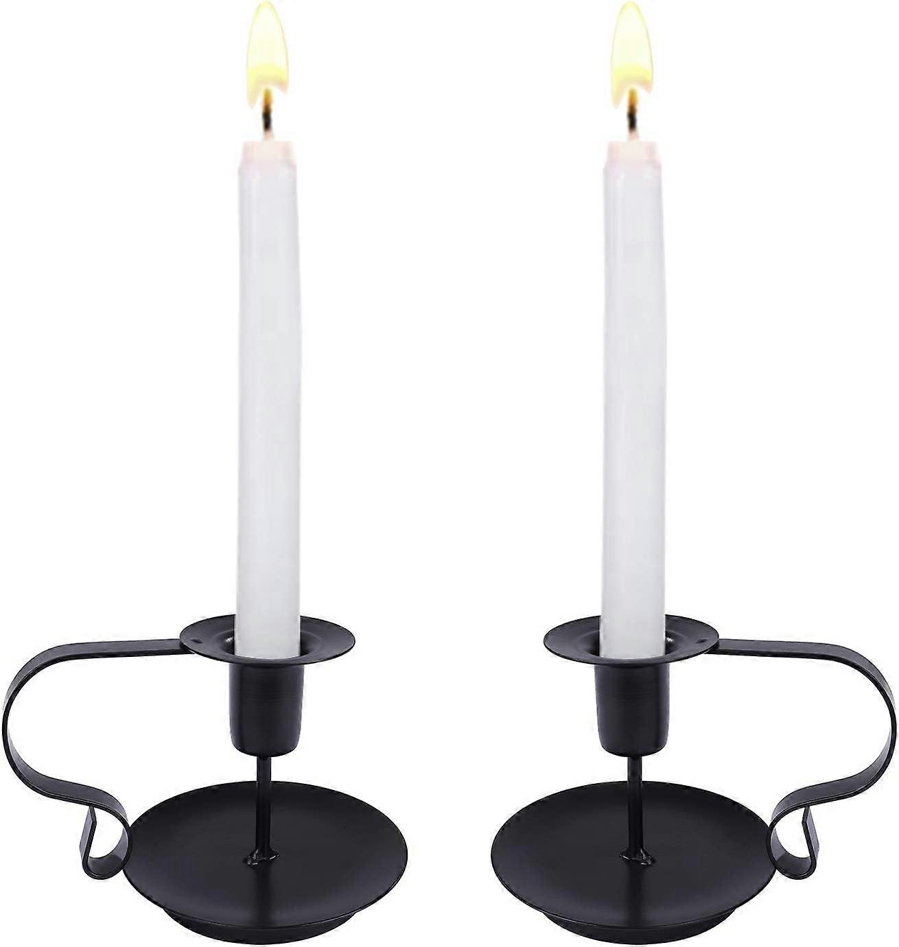 Candle Holders, Vintage Wrought Iron Chamberstick Candlestick with Handle for Dinner Table and Cente