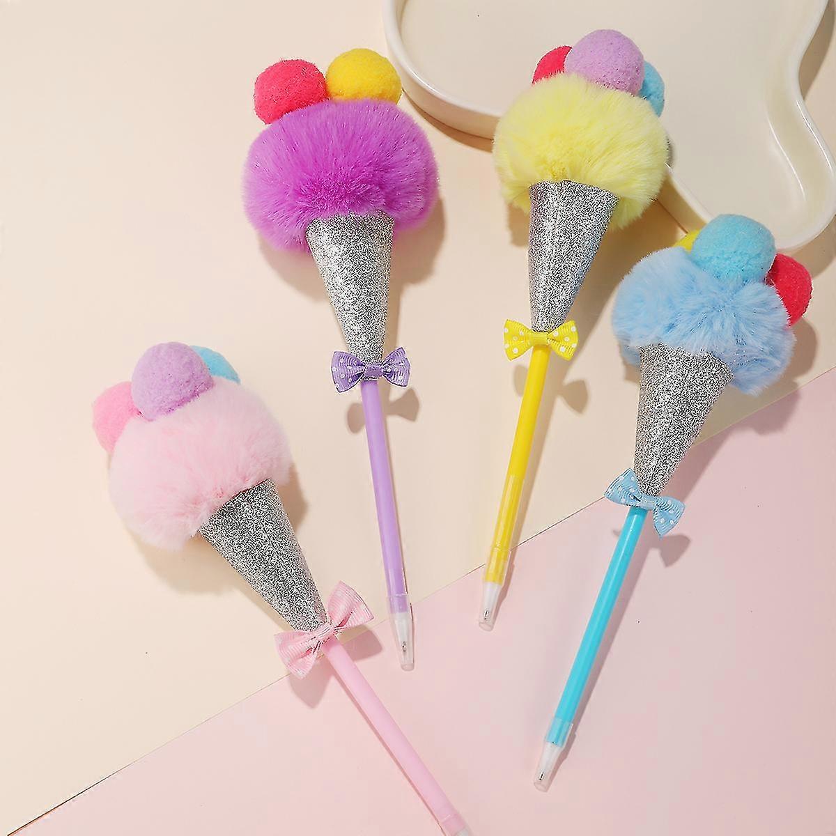 4 Farben Eiscreme-Stift, Plüsch-Stift, Pompom-Stift, Furball-Stift
