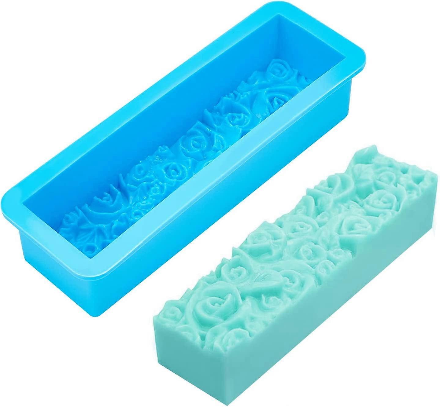 Rose Loaf Mold Flower Silicone Soap Molds 3D Embossed Crafts Mold Rectangle Resin Casting Molds for Handmade Craft UV Resin Soap Candle Making 9.8x3.2