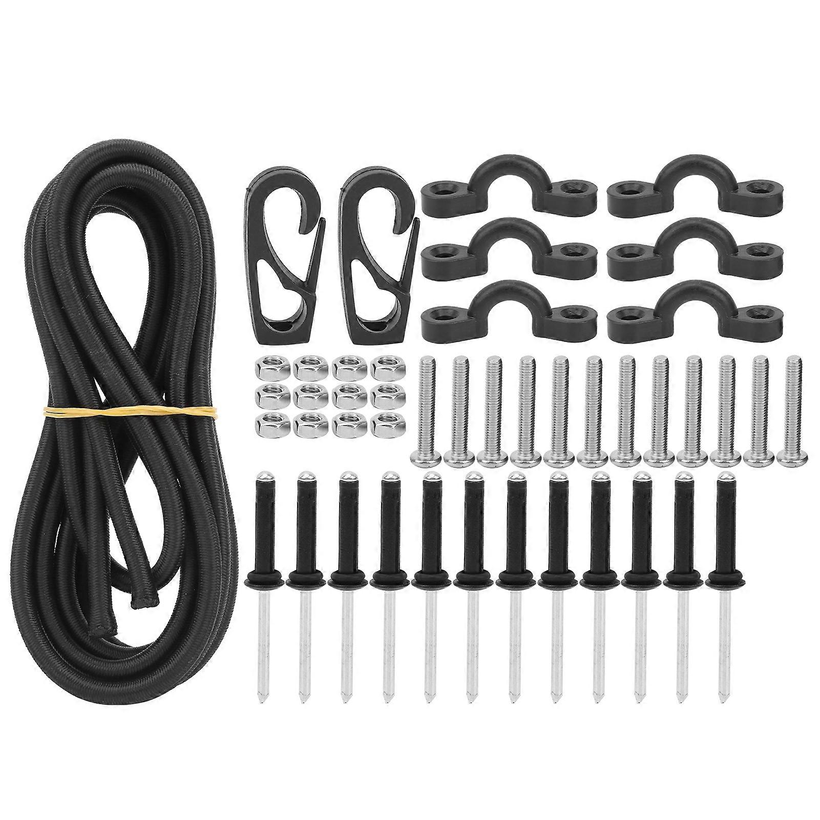 Kayak Canoe Elastic Rope with Hook Fixed C Shape Buckle Outdoor Fishing Boating Strap Kit