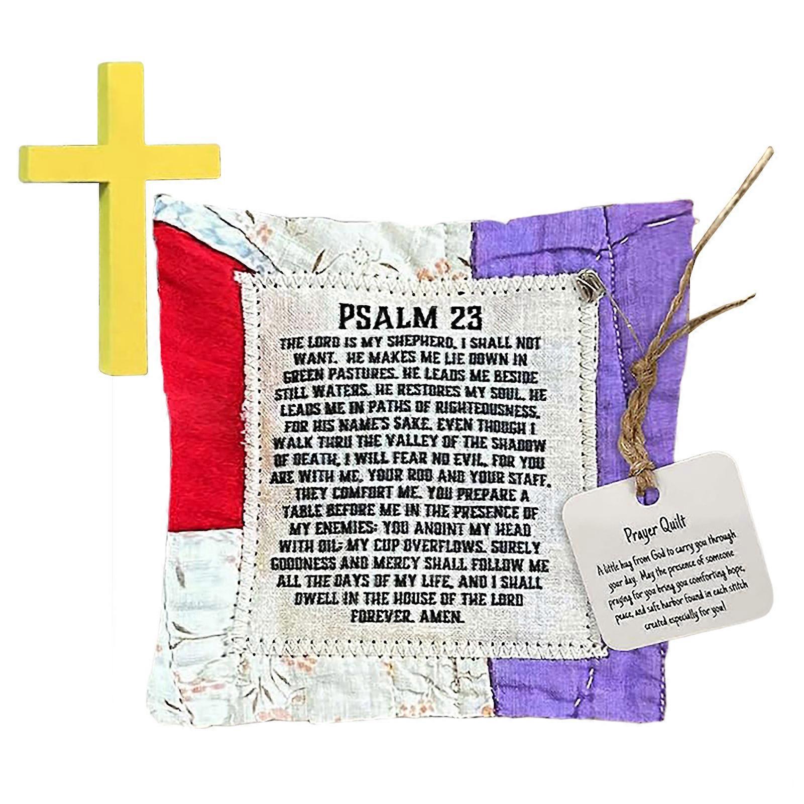 Prayer Quilt with Inside Wood Hand-made Sew Individually Colorful Quilts Vintage Style Great Present Idea