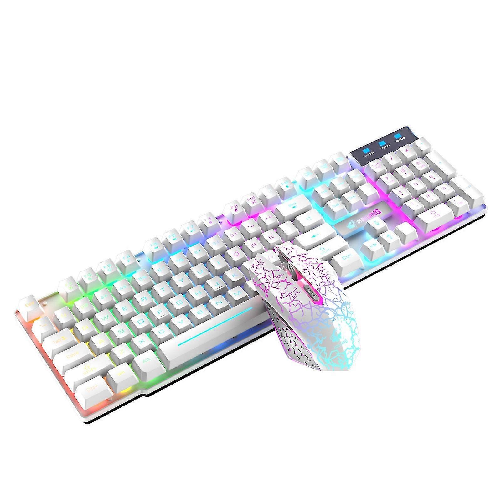 wireless gaming keyboard and mouse combo with rainbow led backlit rechargeablle
