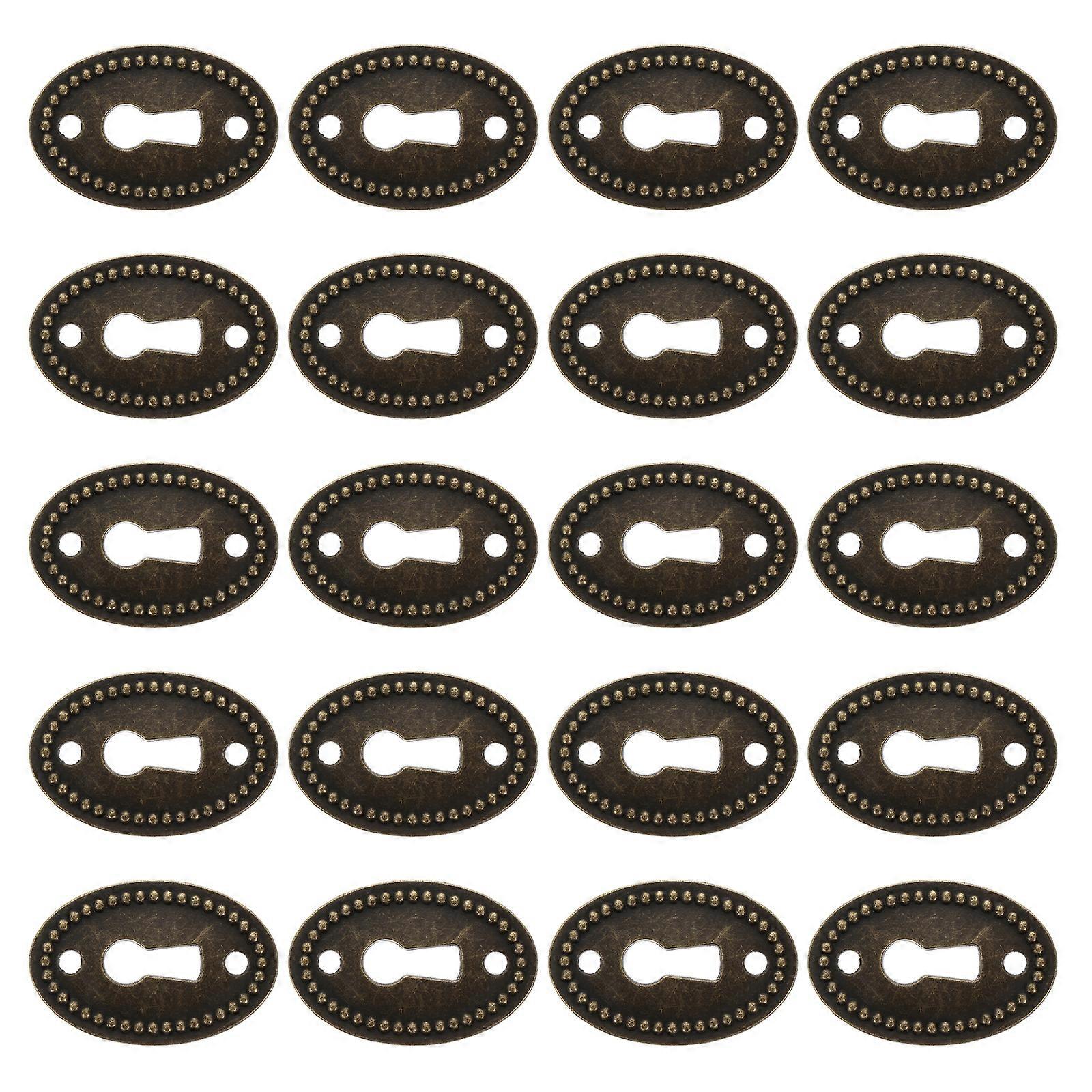 20pcs Oval Decorative Keyhole Cover Keyhole Escutcheon Plate for Dresser Drawer